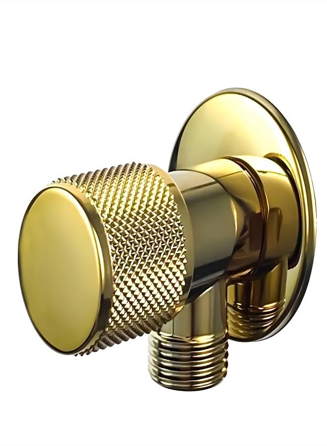 24x7 إي مول صمام إيقاف زاوي ذهبي من 24x7 eMall، مناسب للحمامات والمطابخ، مزود بشفة لسخانات المياه وأحواض الغسيل، دائري ذهبي - 8.7 سم × 3 سم - قطعة واحدة - Image 1